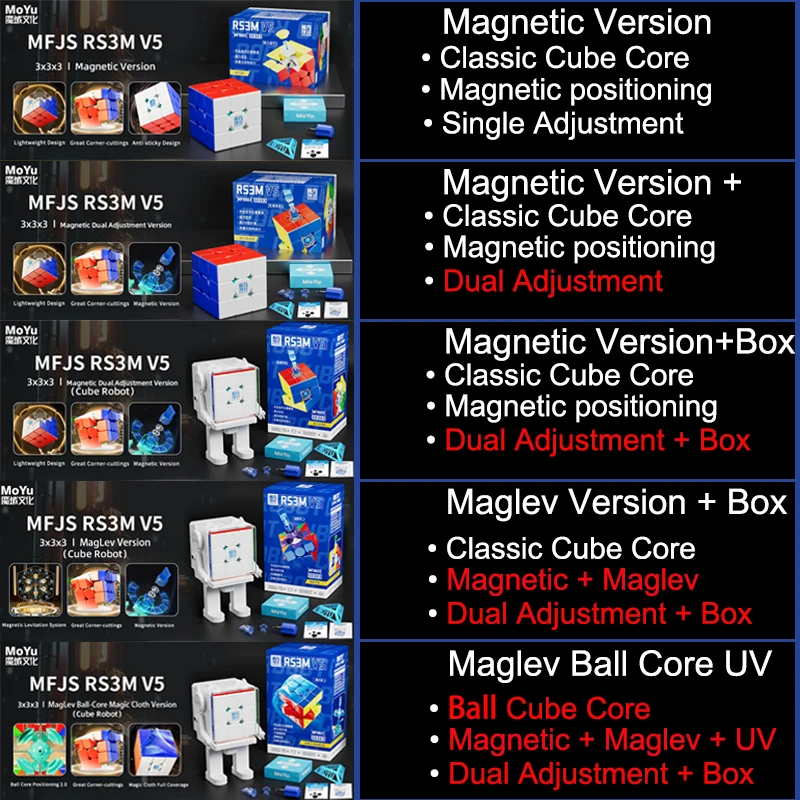 MOYU RS3M V5 Magnetic Magic Cube 3x3x3 Speedcube 3x3 Professional Maglev Ball Core Speed Puzzle 3×3 Children's Toy Cubo Magico