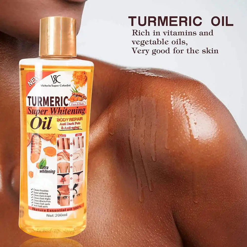 200ml น้ํามันหอมระเหยขมิ้น Facial Body Massage Oil Moisturizing Brightening Smoothing Body Face Skin Care ผลิตภัณฑ์