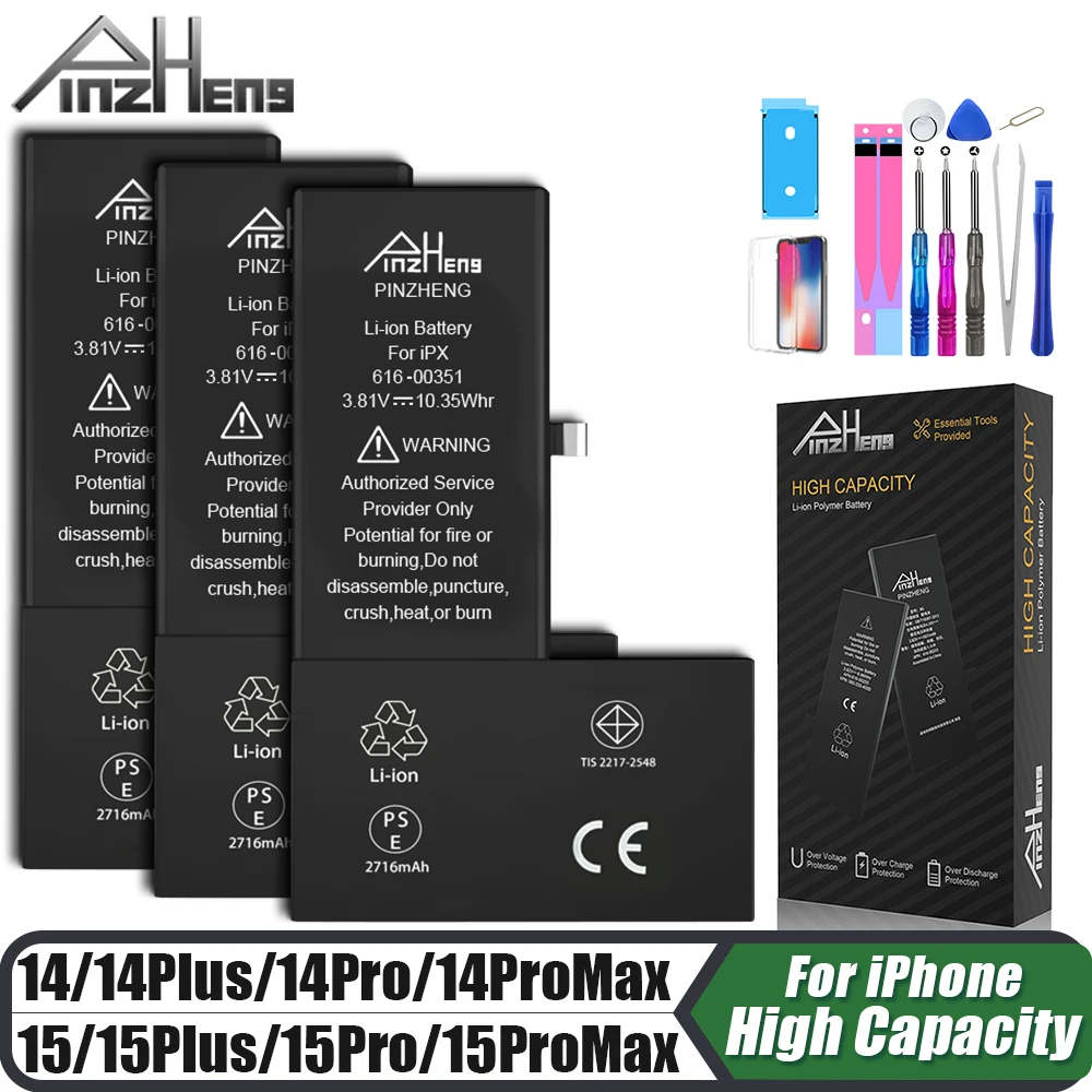 PINZHENG Echter Akku mit hoher Kapazität für iPhone 14 15 14 Pro 15 Pro 14 Pro Max 15 Pro Max 14 Plus 15 Plus Ersatzbatterien