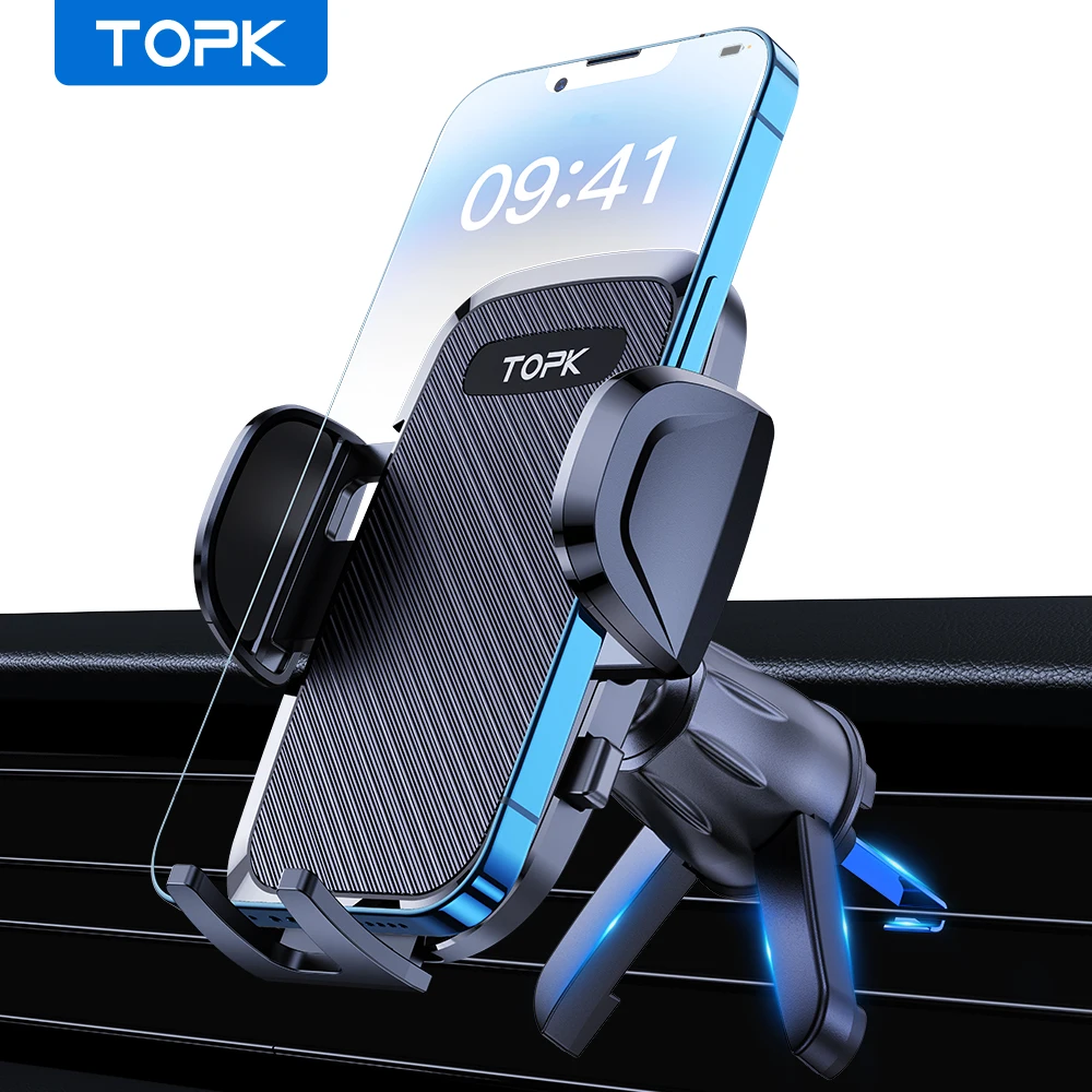 Suporte para telefone para carro TOPK [suporte para ventilação de ar] Suporte universal para telefone para carro compatível com iPhone 15 14 13 Samsung S23 todos os telefones