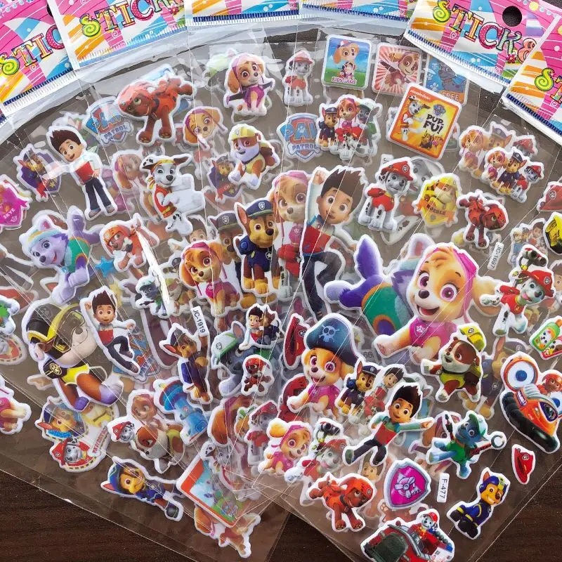 6/12PCS Paw Patrol Cane Giocattolo Adesivo 3D Per Bambini Anime Cartoon Bubble Paste Addensare La Ricompensa Adesivo Giocattoli Per Bambini Regalo