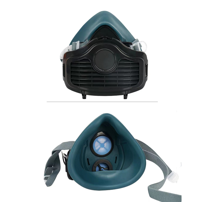 Silicone Dustproof meia máscara com óculos, respirador, filtro, algodão, adequado para tinta Spray, carpintaria, moagem, decoração da casa
