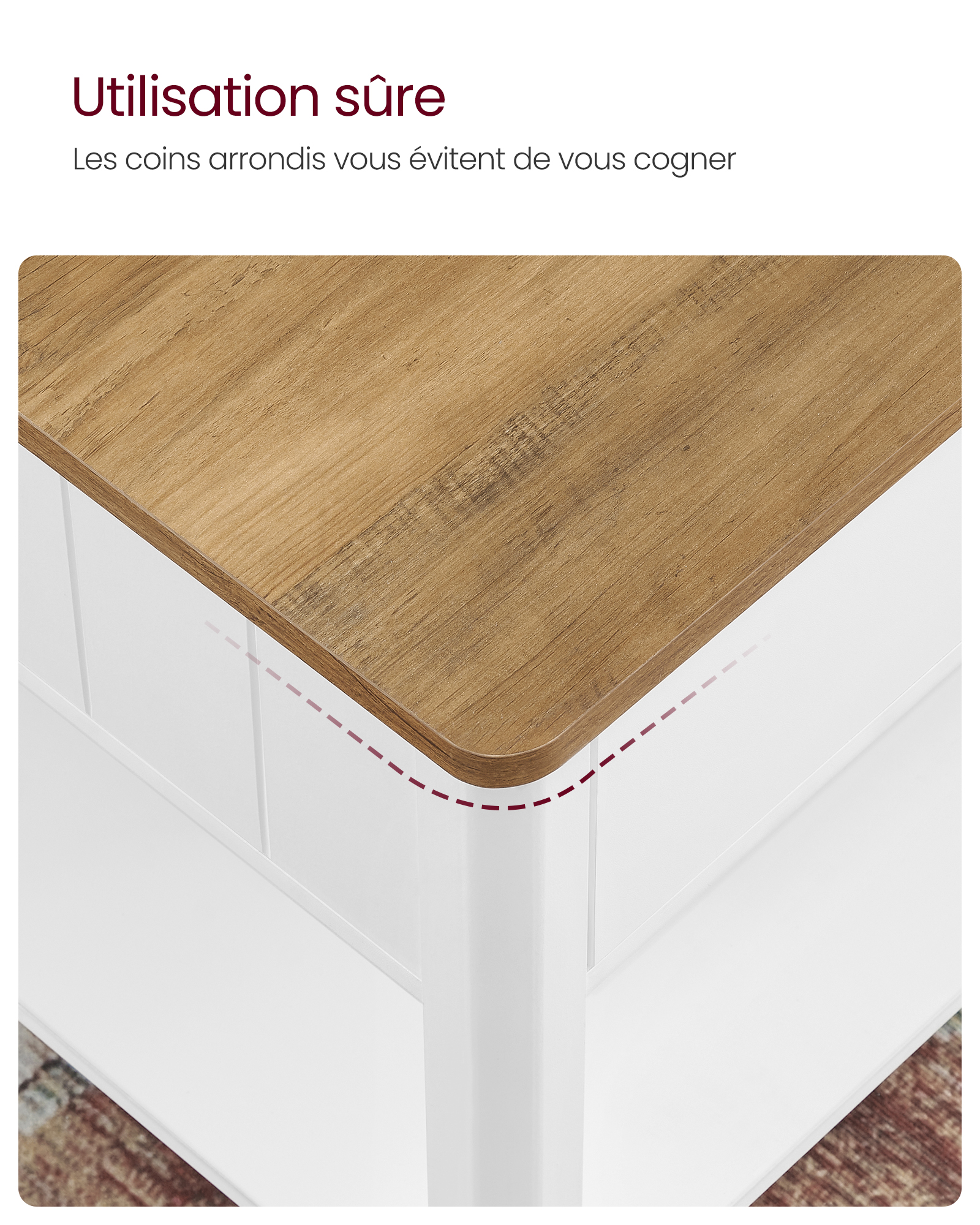 VASAGLE Table Basse, Table de Salon, Table d’Appoint, 2 Grands Tiroirs, avec Pieds, Grand Espace de Rangement, Style Marin, 80 x 80 x 45 cm, pour Salon