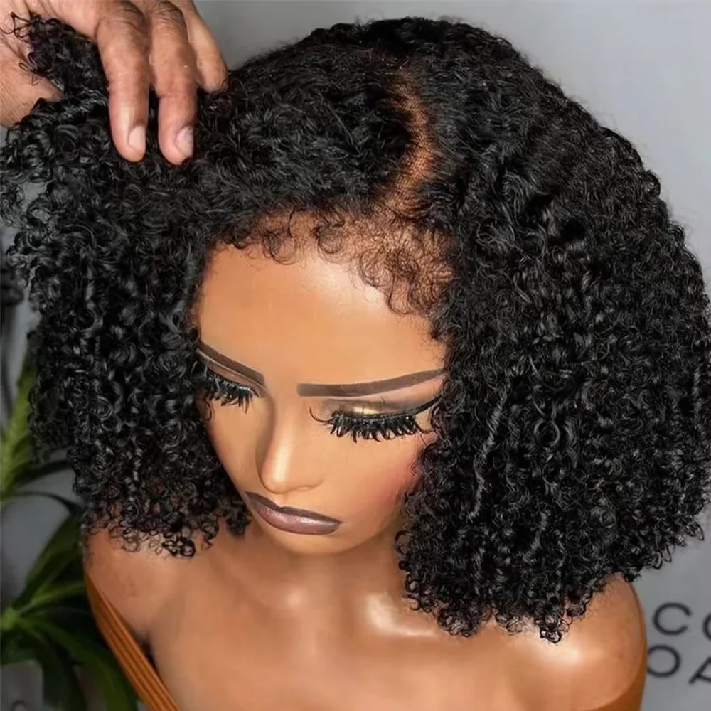 Cexxy curto bob peruca 13x6 hd peruca frontal do laço jerry encaracolado peruca de cabelo humano onda de água 13x4 laço remy peruca humana para mulher à venda