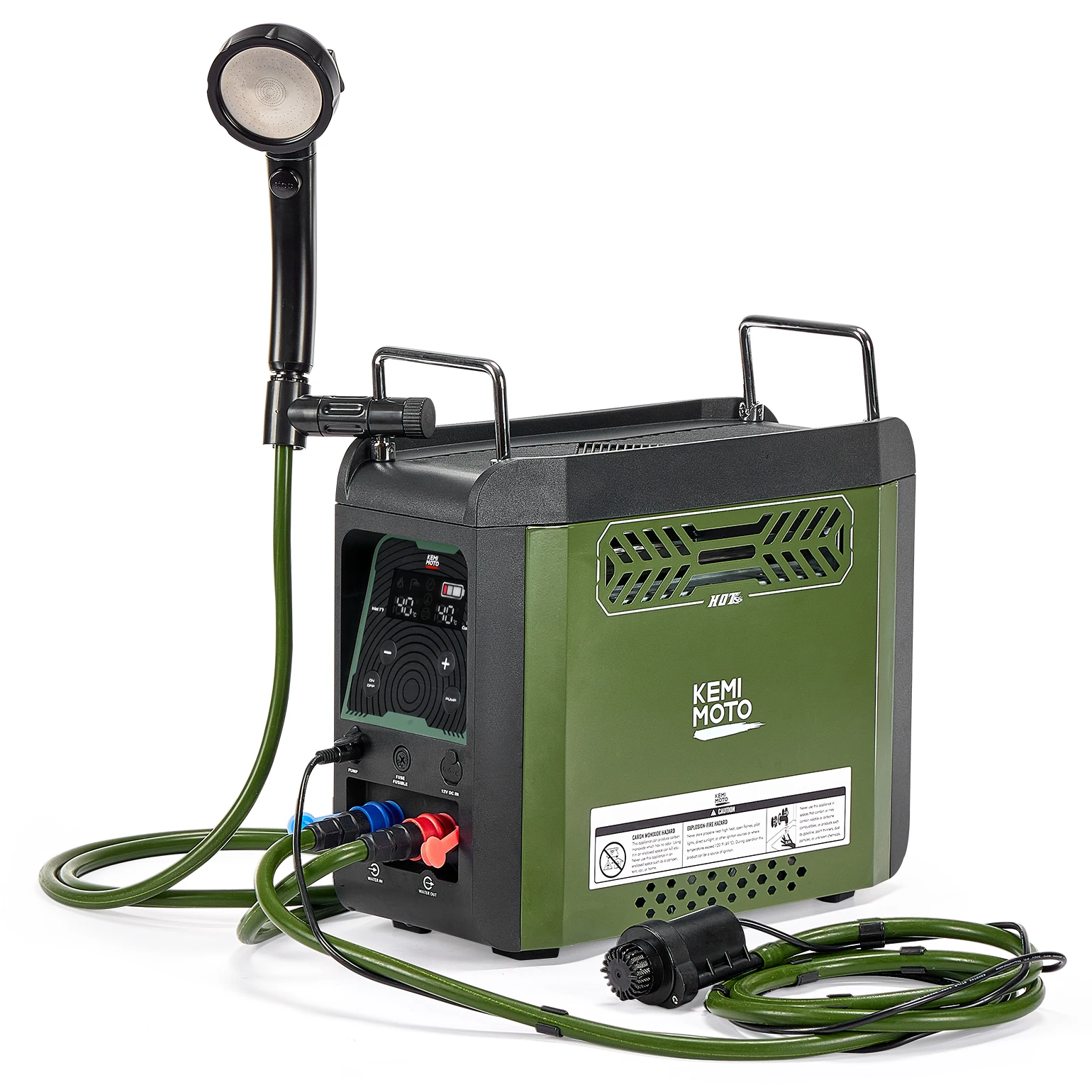 KEMIMOTO Draagbare Douche Butaan Boiler met Pomp 20.500 BTU 4000mAh Oplaadbare Batterij LCD Voor Outdoor Camping Jacht