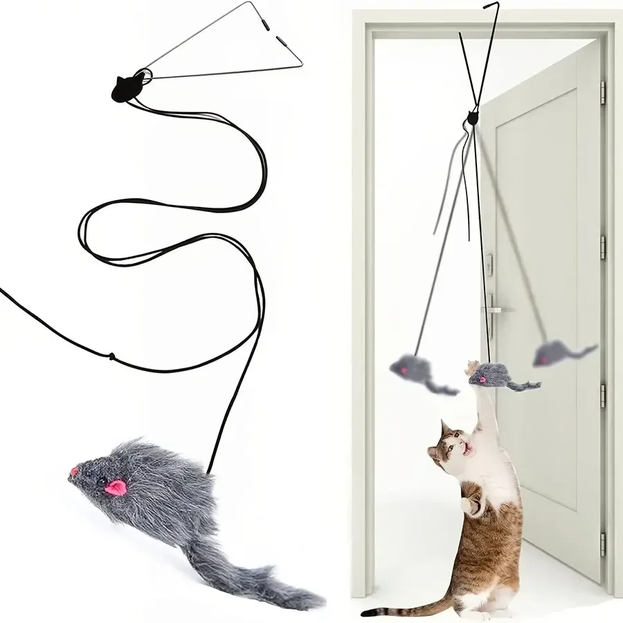 Simulatie Muis Katten Speelgoed Grappig Zelf-hey Hangende Deur Intrekbare Katten Stok Krastouw Muis Kat Interactief Speelgoed Kat Benodigdheden