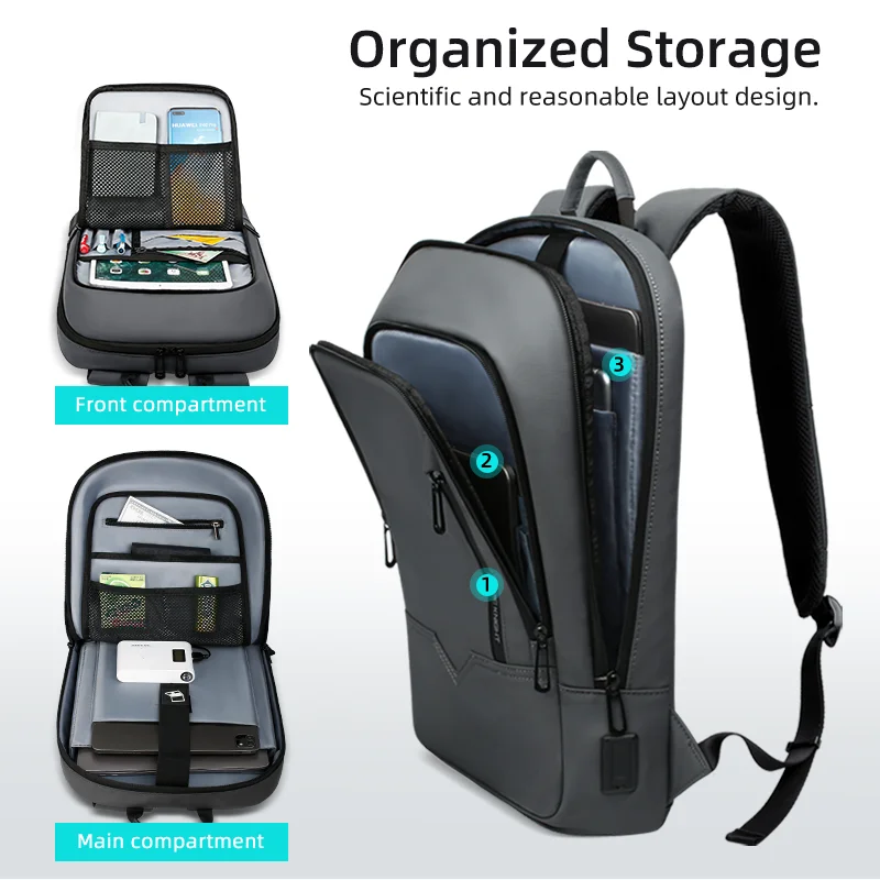 Mochila de trabajo para ordenador portátil Heroic Knight, mochila delgada impermeable multifuncional de 15,6 "17", mochila de viaje de negocios, bolso escolar de moda para hombre