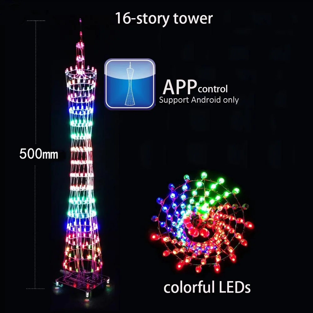 Tự Làm Điện Tử Bộ Tháp Quảng Châu Led Diy Hàn Dự Án Bluetooth WIFI Điều Khiển Nhiều Màu Sắc Sương Mù Nhấp Nháy Dự Án (Không Có Ốp Lưng)