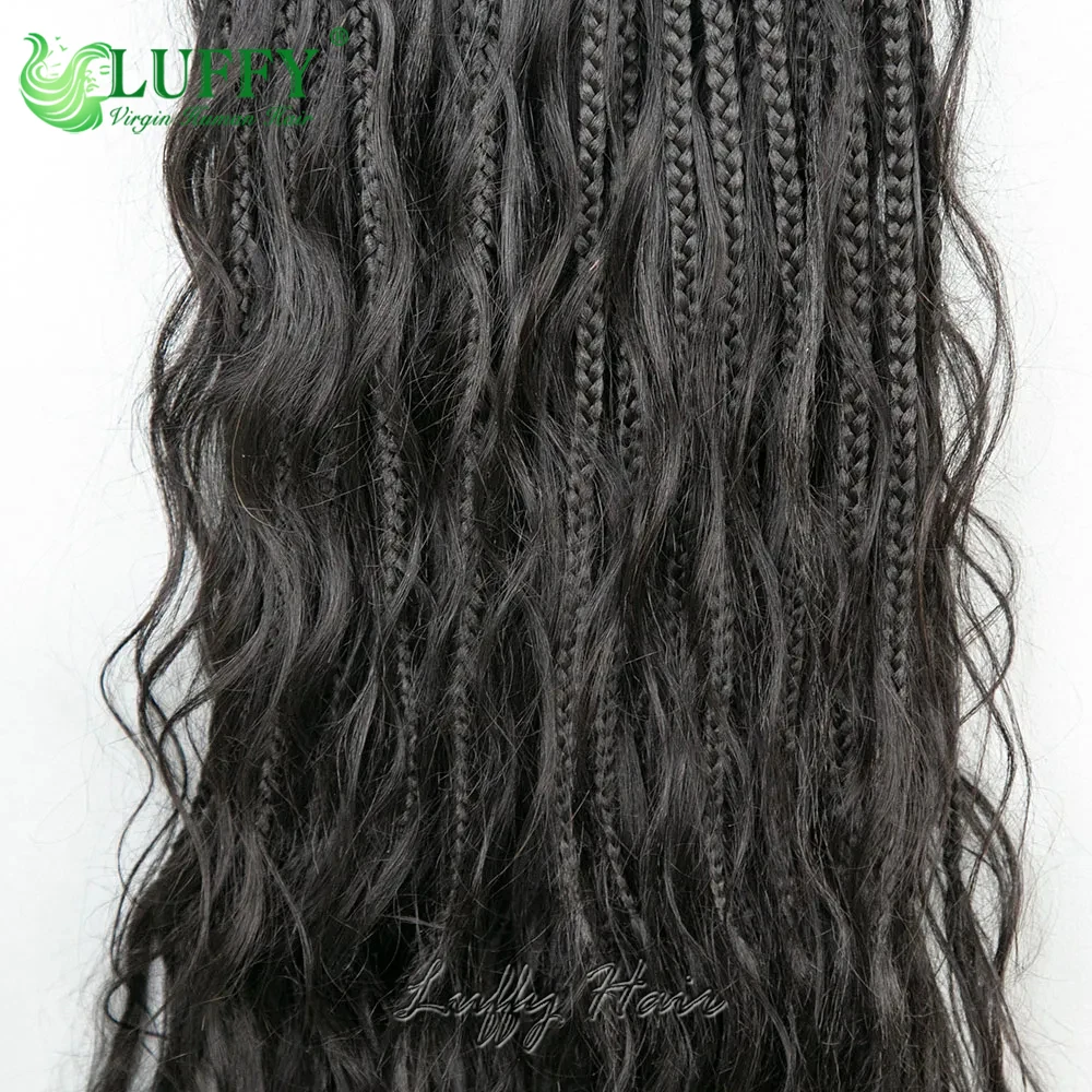 Tranças pré-looped Box com termina ondulada para as mulheres, Crochet Boho tranças, cabelo humano, solto Wave Braiding