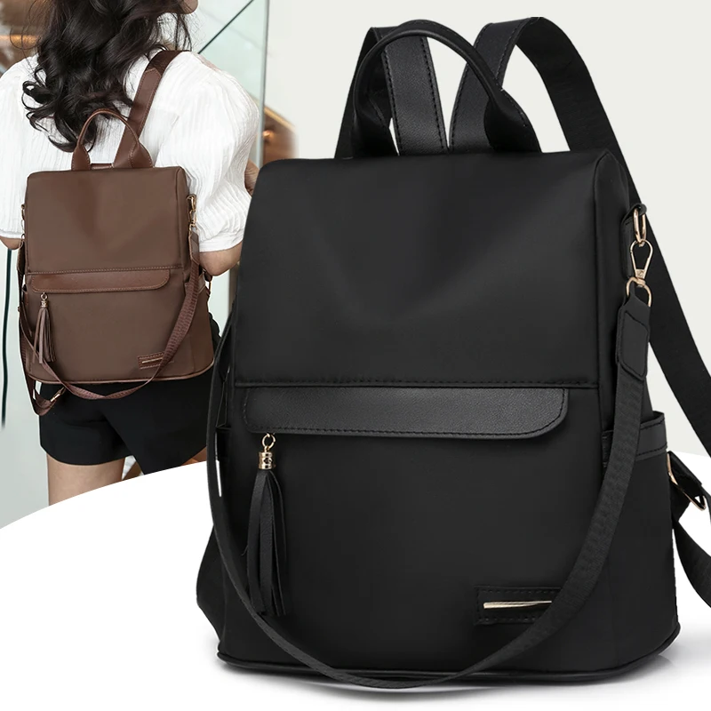 Mochila informal de nailon resistente al agua para mujer, bolsos de hombro de viaje de gran capacidad, mochila antirrobo de marca a la moda para mujer