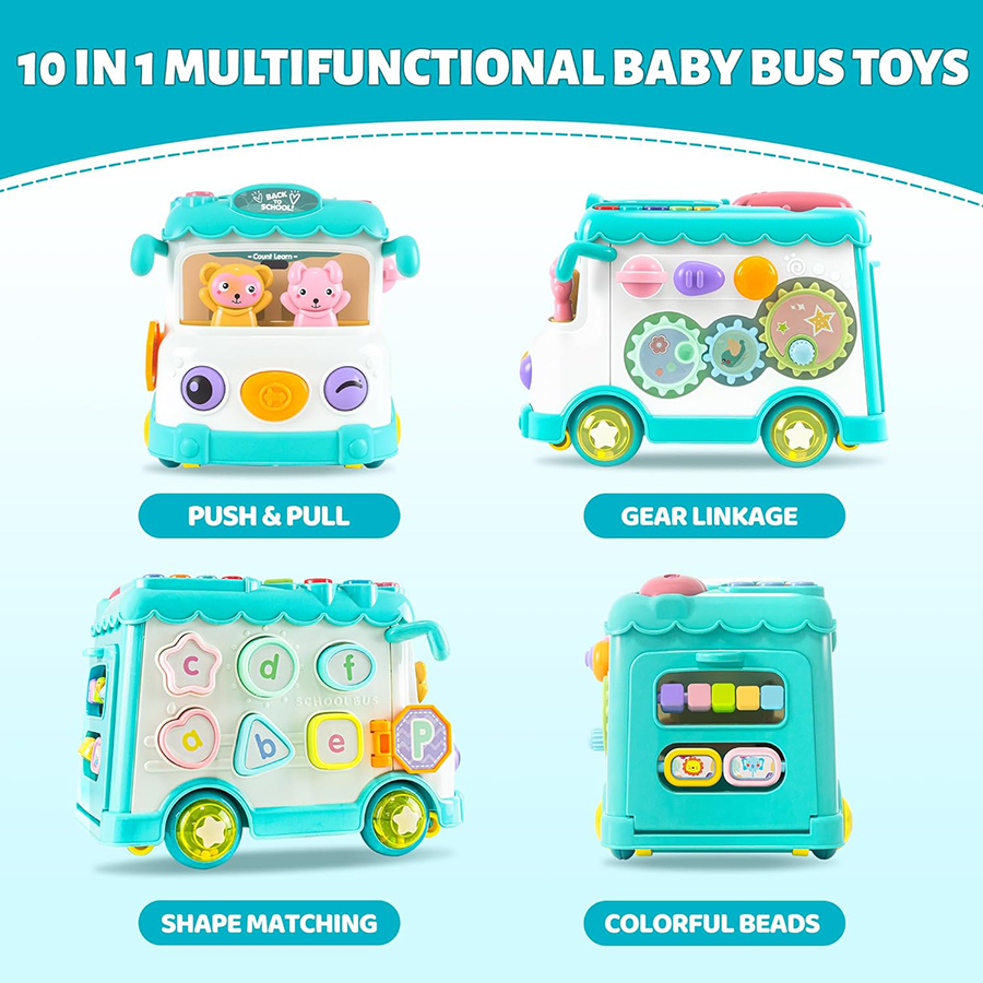 Jouets éducatifs Montessori pour bébé, Bus Musical, apprentissage Musical, jouets d'activité pour bébé en bas âge
