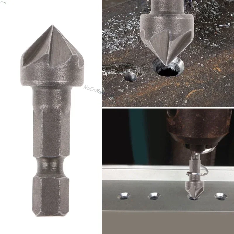 90 Degree Countersink Drill Chamfer Bit 1/4" Hex Shank Carpentry Woodworking Angle Point Bevel Cutting Cutter Remove Bur