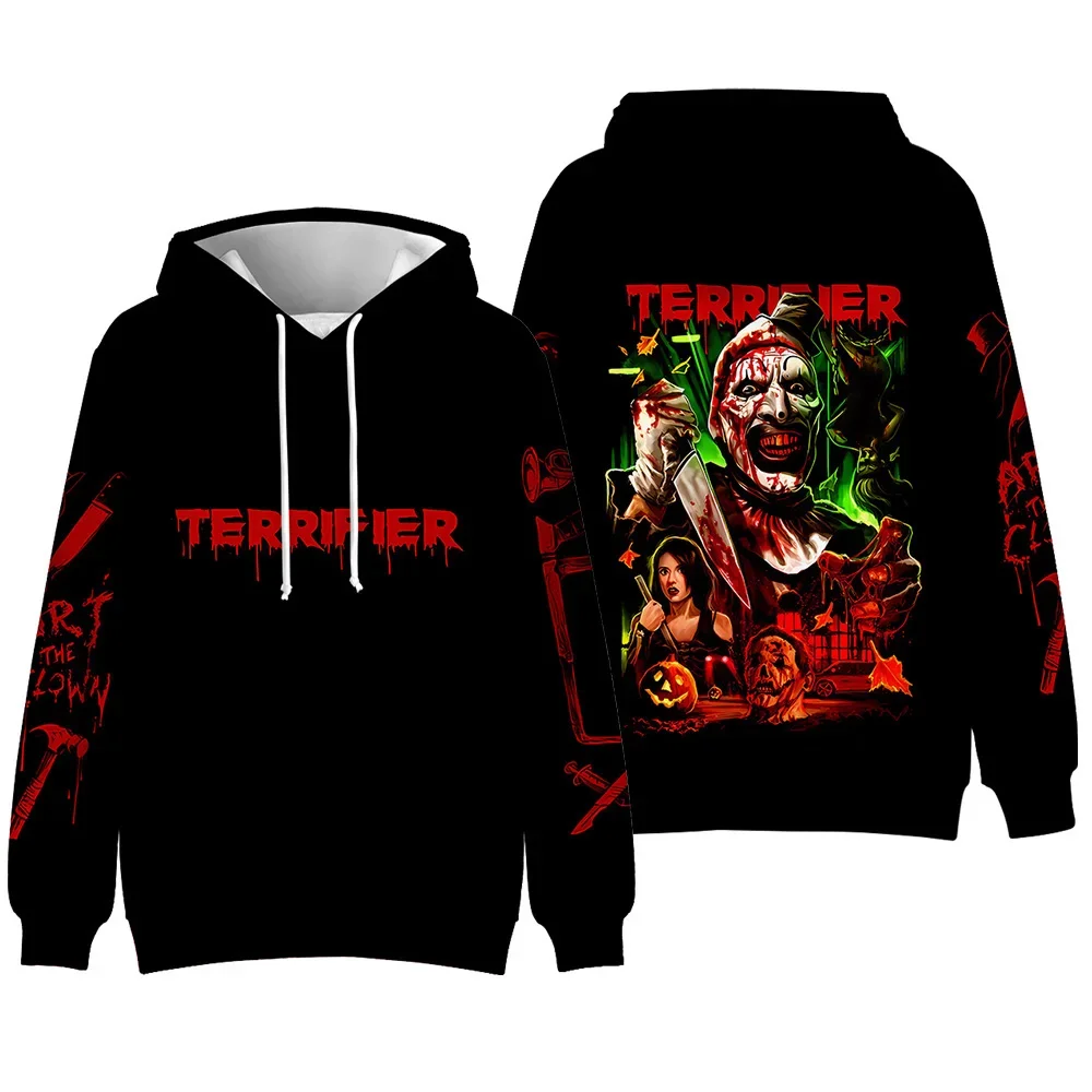 Terrifier película de terror sudaderas con capucha estampadas en 3D hombres mujeres moda Casual sudaderas de gran tamaño Sudadera con capucha jerseys chándal ropa de hombre