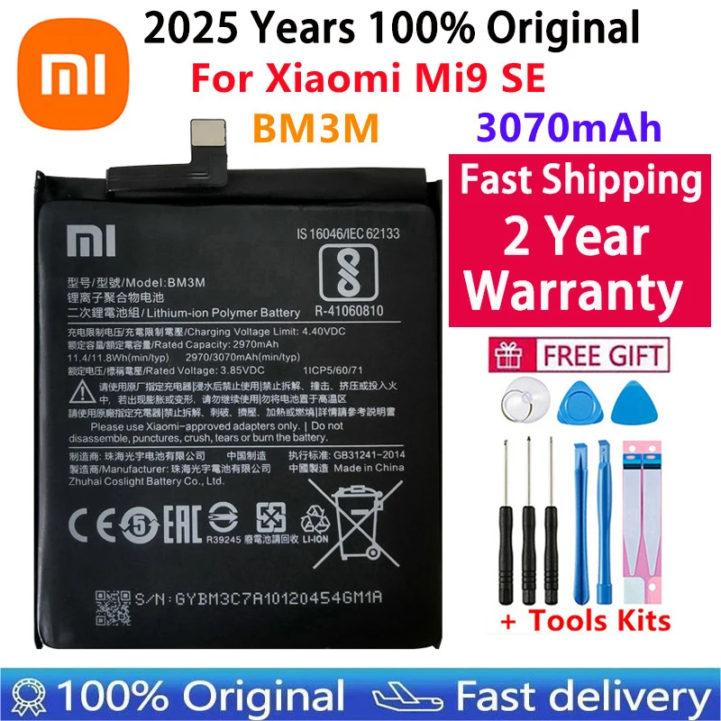 2025 Years 100% Original Battery BM3E BM3L BM3M BM4F For Xiaomi Mi 9 / Mi 9 Lite A3 CC9 CC9e / Mi 9 SE / Mi 8 / Phone Batteries