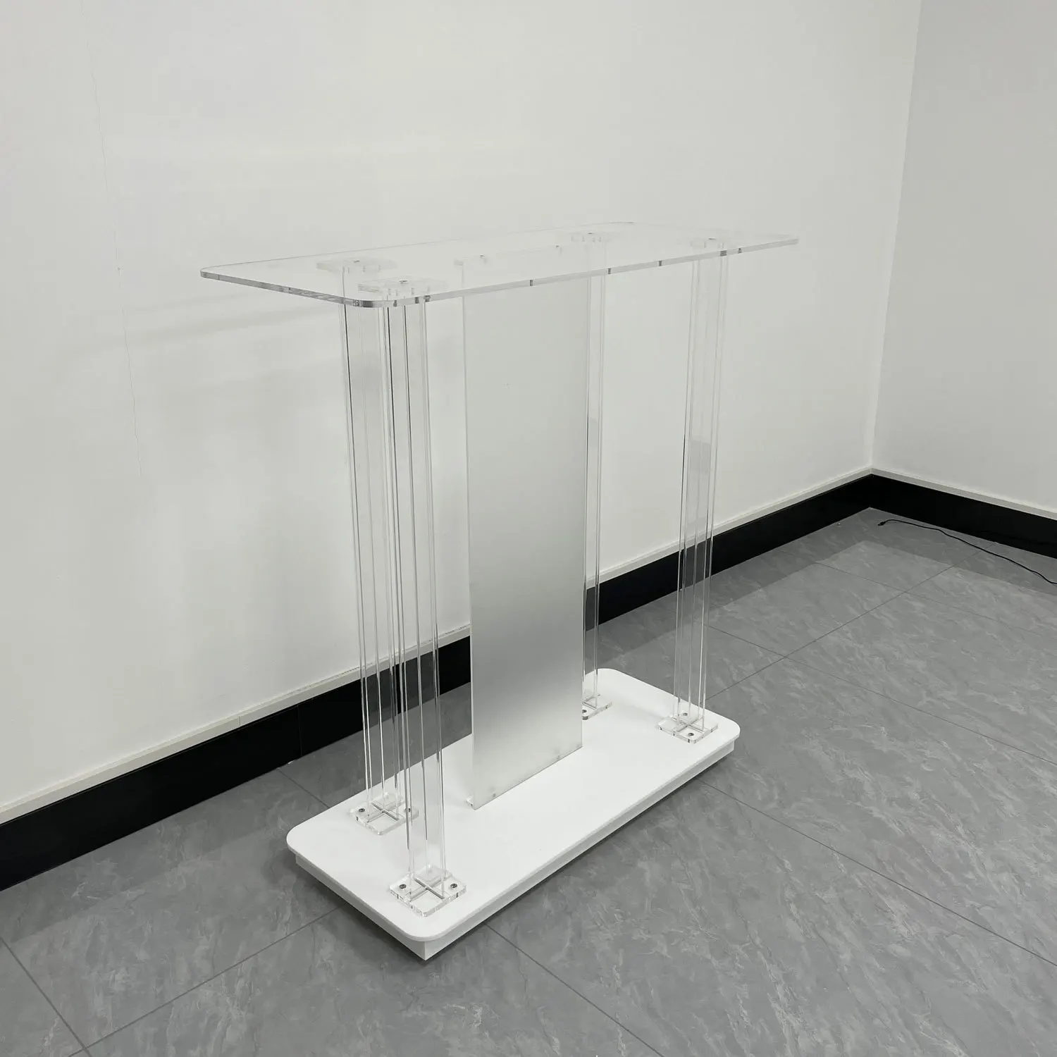 Pódio acrílico plataforma de canto de cristal europeu mesa de juramento de pódio cruzado com mesa host de luz