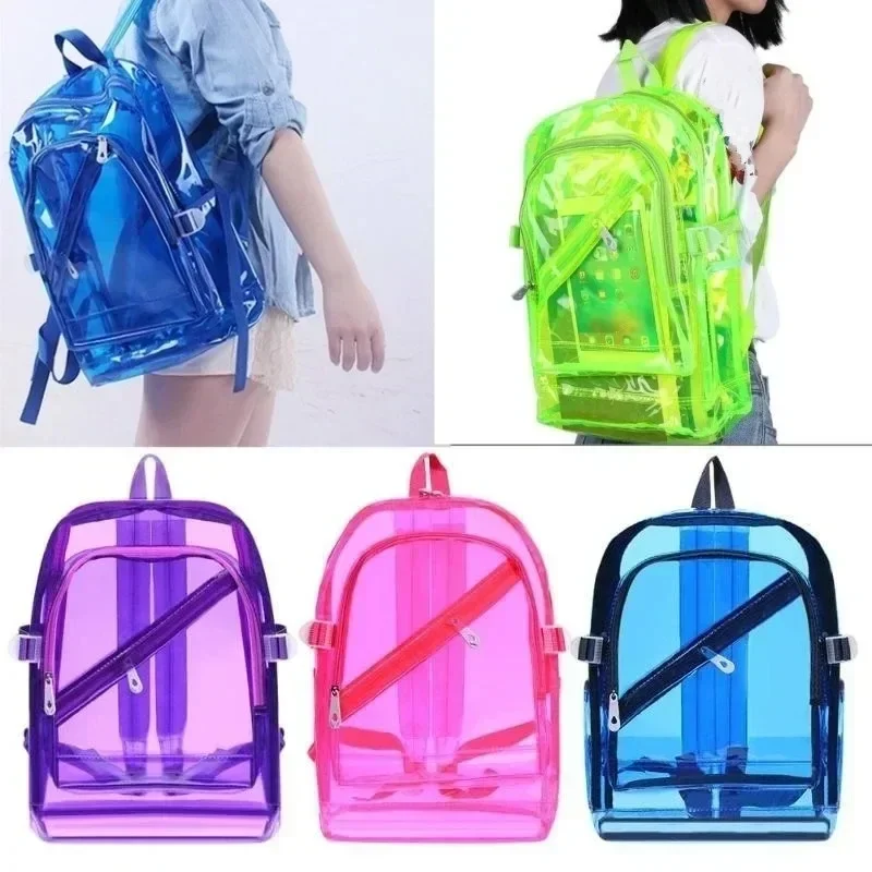 Mochila transparente de moda impermeable PVC transparente plástico diario Mini adolescente niñas cuaderno bolso escolar
