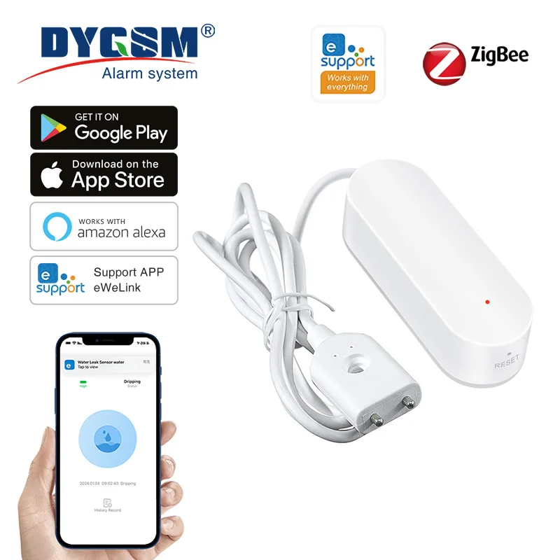 Ewelink-Capteur d'eau Zigbee 3.0, détecteur de fuite d'eau, système d'alarme de sécurité à débordement d'eau avec passerelle Zigbee