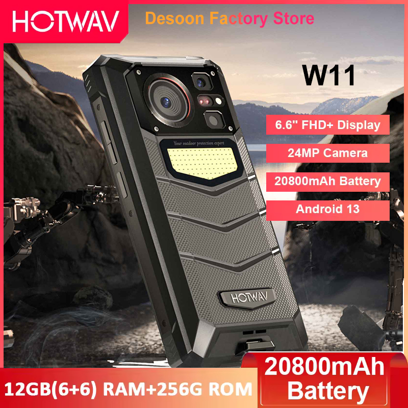 HOTWAV W11 teléfono resistente 6,6 ''FHD + 12GB + 256GB 20800mAh batería teléfono inteligente 64MP cámara Android 13 NFC teléfono móvil