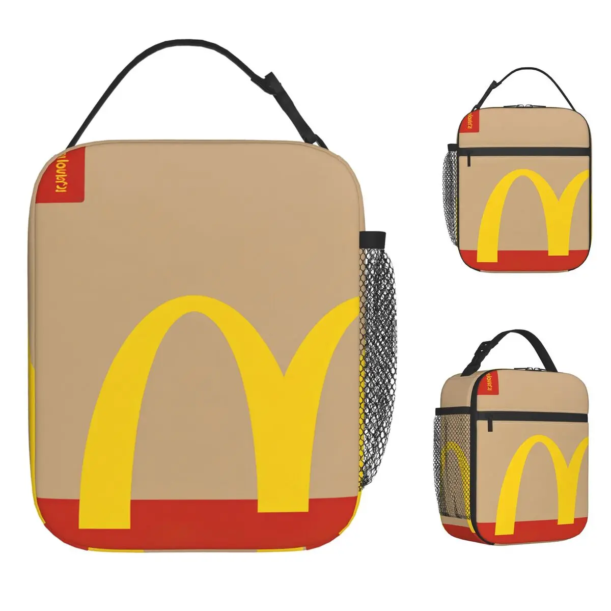 Kraft Paper Lunch Bag For Child Print Lunch Box Aesthetic Office Cooler Bag Portable Insulated Oxford Thermal Tote Handbags