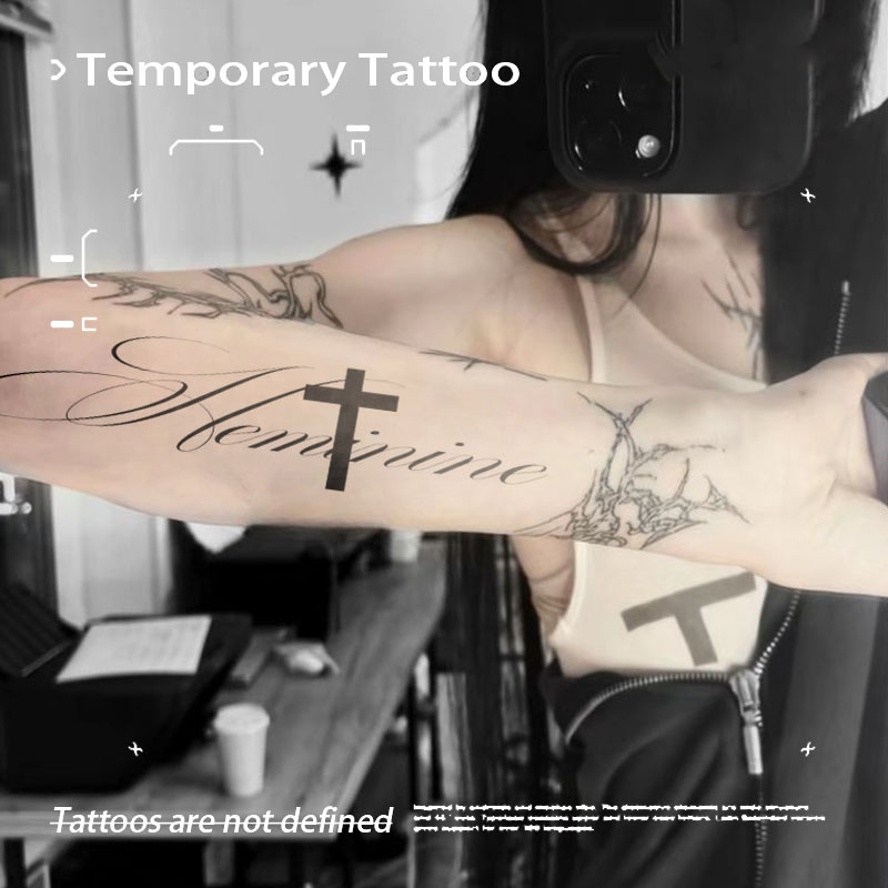 Сексуальные американские английские крестики с травяным соком, татуировки, наклейки для мужчин и женщин, водонепроницаемые прочные татуировки в европейском и американском стиле
