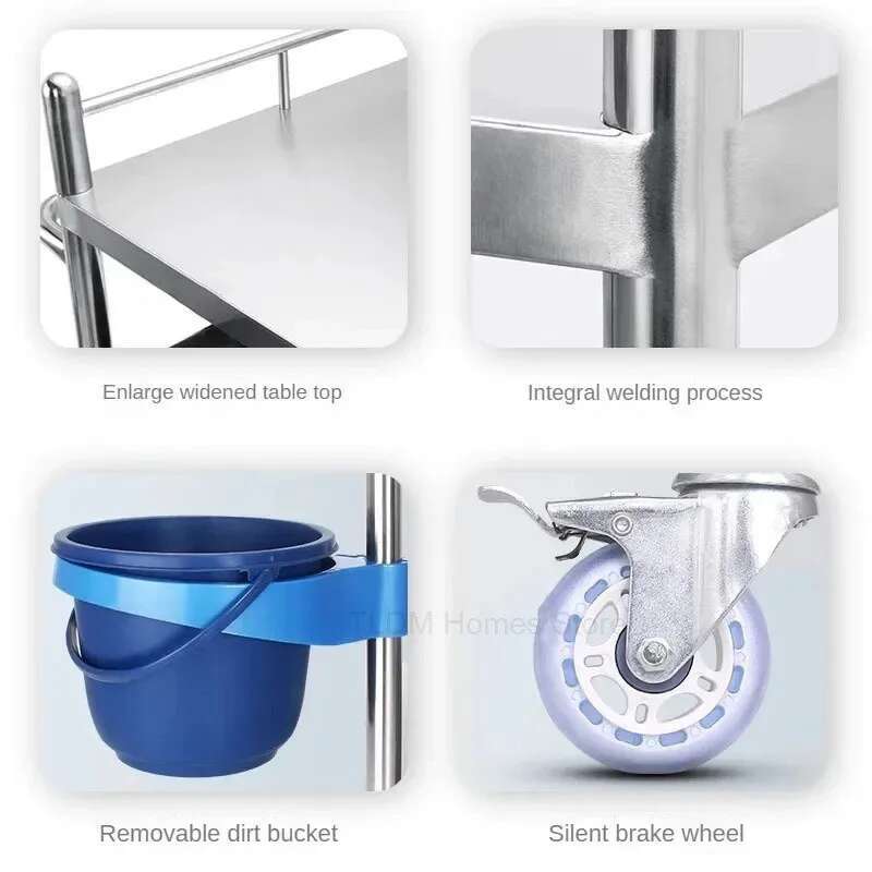 Chariot de beauté médical épais en acier inoxydable, support pour instruments chirurgicaux, Table d'instruments, dressing d'infirmière, petit chariot M