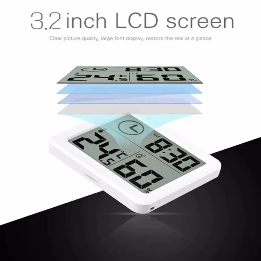 LCD Digital Thermohygrometer Ultra-thin Simple Smart Home อิเล็กทรอนิกส์ดิจิตอลเครื่องวัดอุณหภูมิเครื่องวัดความชื้นนาฬิกาแขวน