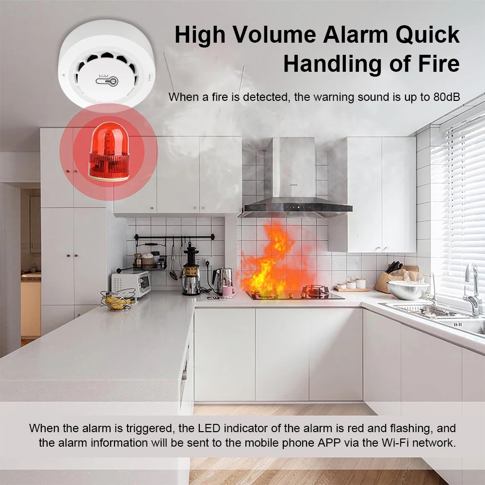 APP Push Alert Tuya Zigbee BT สองการเชื่อมต่อเครื่องตรวจจับควันอุณหภูมิความชื้นอุปกรณ์วัด 80dB เสียงปลุกรีโมท
