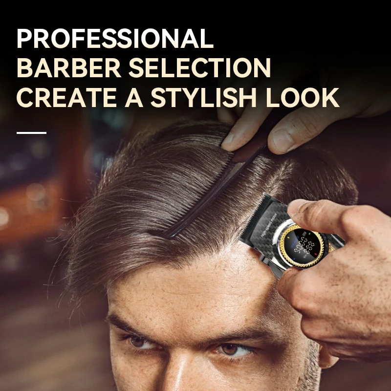 Kemei-Hair Clipper Trimmer com motor sem escova, alimentado por bateria, aparadores de cabelo, Clippers comerciais com base de carregamento, KM-2242