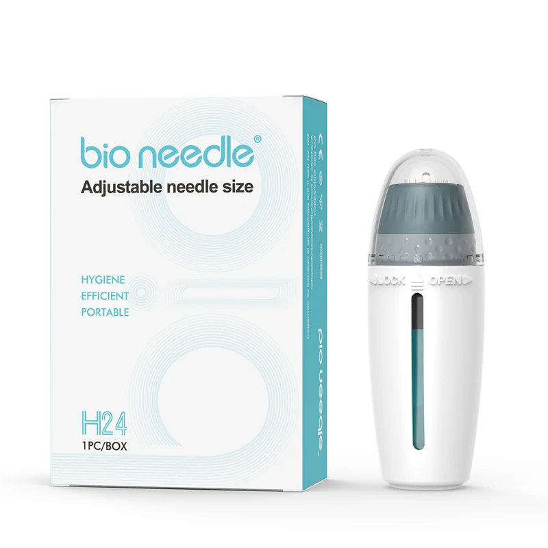 Mezoroller Beard Derma Stamp H24 Bio Needles Micro-Needling ปรับขนาดเข็มได้สำหรับการรักษาการเจริญเติบโตของเส้นผม Microneedle MTS