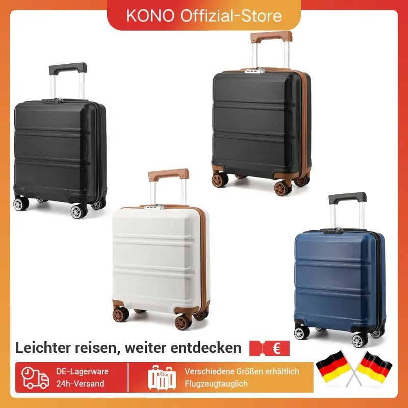 KONO Handgepäck-Koffer 45x36x20 cm – Leichter Hartschalenkoffer mit 4 Rollen & TSA-Schloss, Easyjet-tauglich