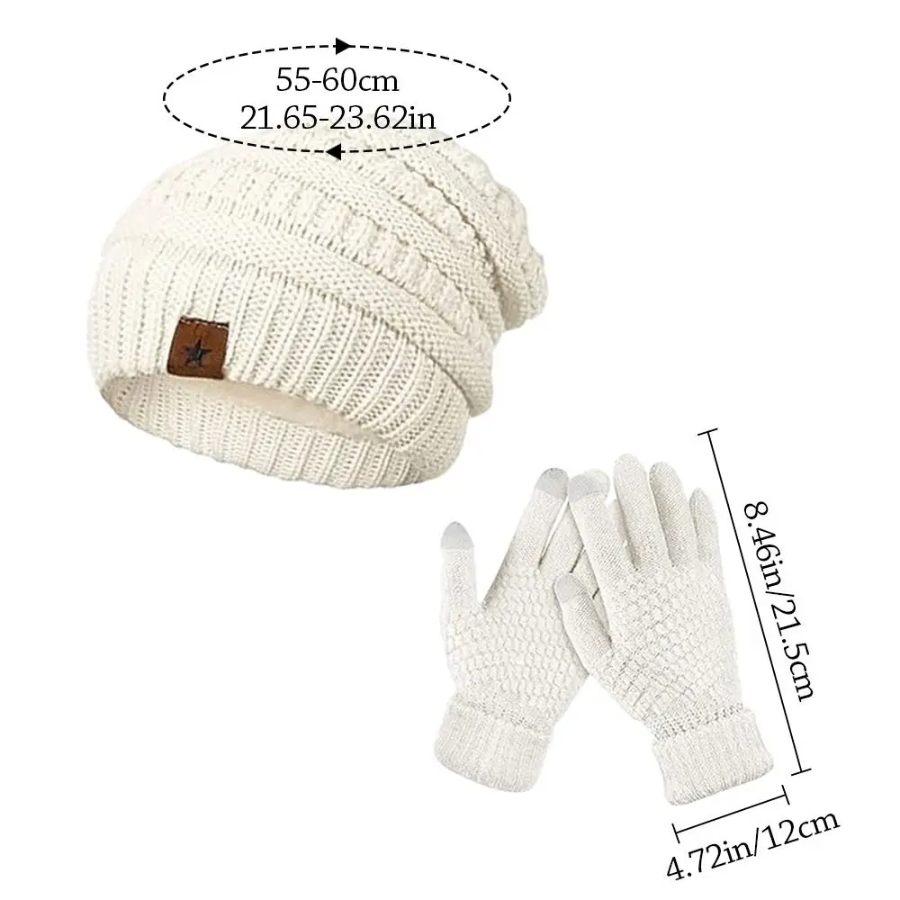 2 ชิ้น/เซ็ตของขวัญผู้หญิงอบอุ่นหมวกถุงมือชุดป้องกันหูฤดูหนาว WARM Mitten Windproof Plush Beanie หมวกสําหรับชายหญิง