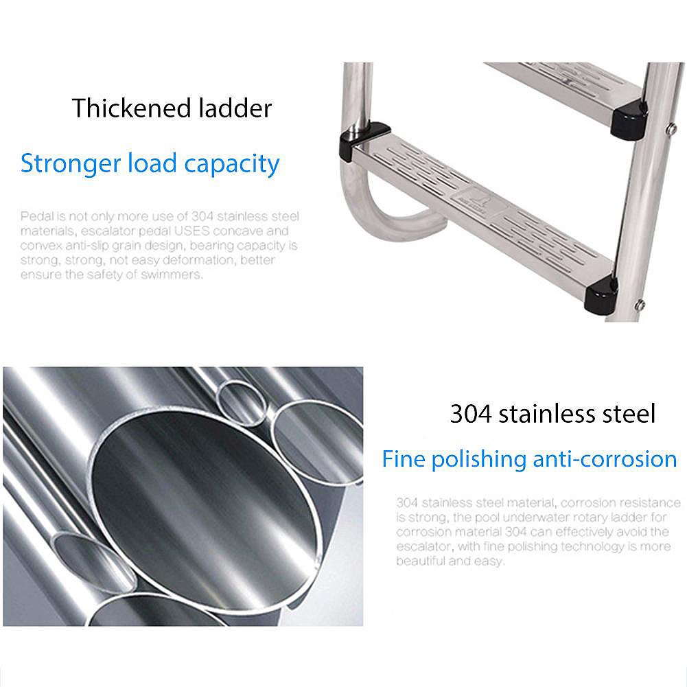 BABQ Swimming Pool Ladder Rung Steps Stainless Steel Replacement Anti Slip Ladder Swimming Pool Accessories