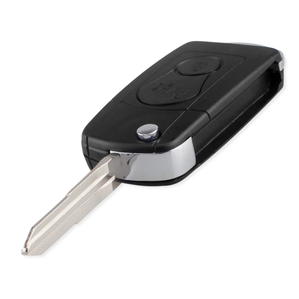 KEYYOU 2-Tasten-modifiziertes Flip-Klapp-Fernbedienungs-Autoschlüsseletui für SsangYong Actyon Kyron Rexton Schlüsselgehäuse, unbeschnittene Klinge