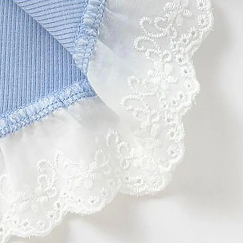 Süße Mädchen-T-Shirts, ärmellos, Schleife, Knoten, Blumendekoration, Spitzenbesatz, Sommer-Top, bequeme Passform, geeignet für Kinder, Alltag, Freizeitkleidung