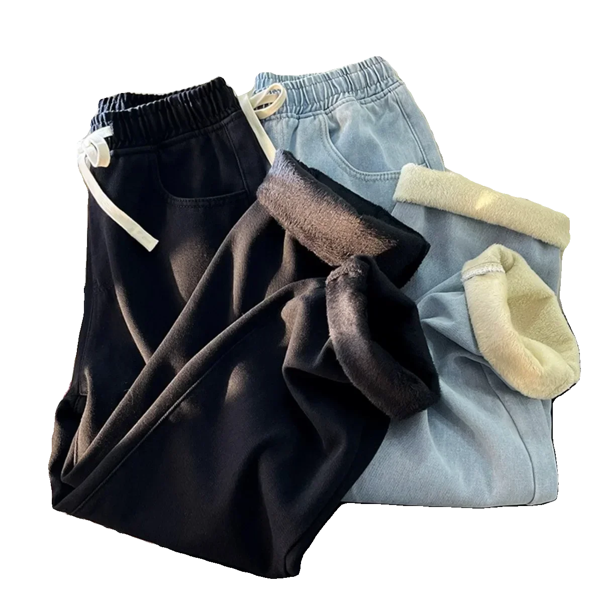 Pantalones vaqueros de invierno de pierna ancha para hombre, Vaqueros rectos con cintura elástica de pana, Vaqueros informales Vintage de nueva Juventud