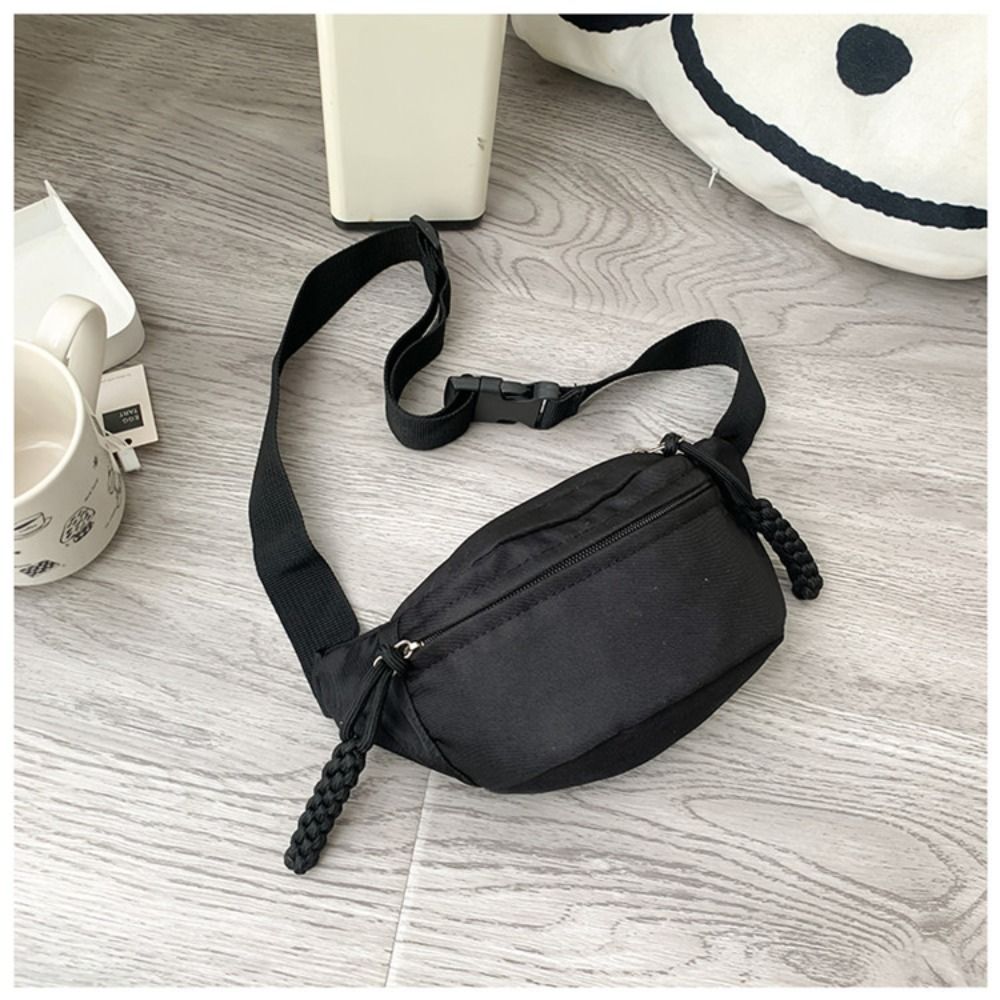 Bolsa infantil de lona, bolsa crossbody de grande capacidade à prova d'água com zíper, cor sólida, bolsa de ombro, pochete, bolsa de quadril