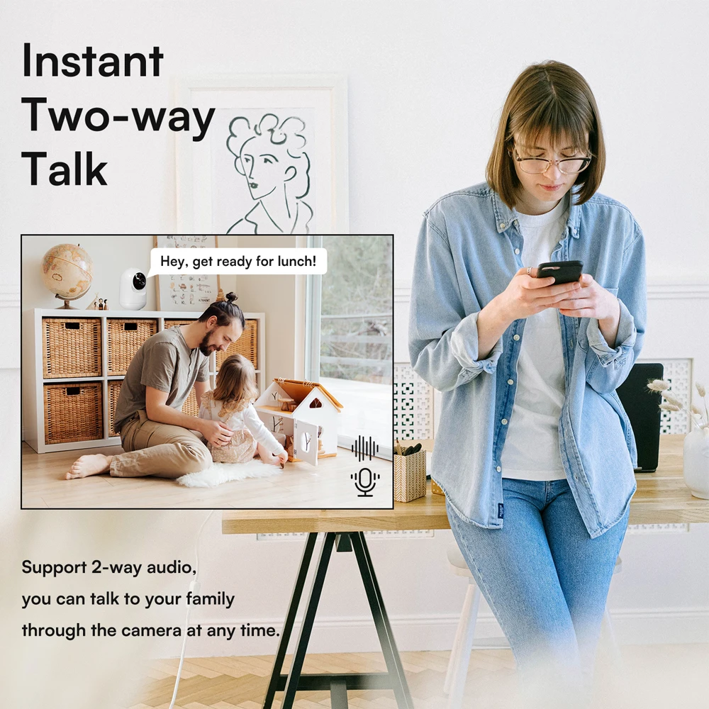 5MP WiFi กล้องสมาร์ทโฮมในร่มไร้สาย IP กล้องเฝ้าระวัง AI Motion Detect การติดตามอัตโนมัติ Security Baby Monitor