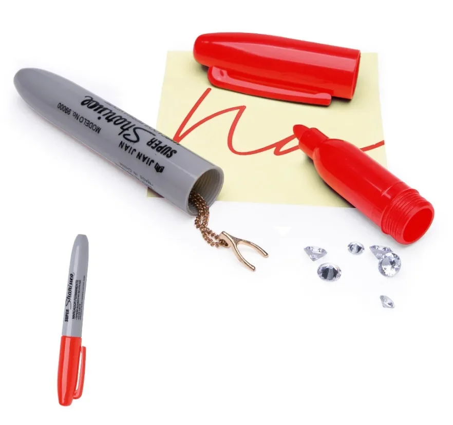 Faux stylo marqueur créatif avec compartiment GNE, diversion de la vue, sans danger pour le bureau à domicile, cacher l'argent du collier, petites objets de valeur, rouge, noir
