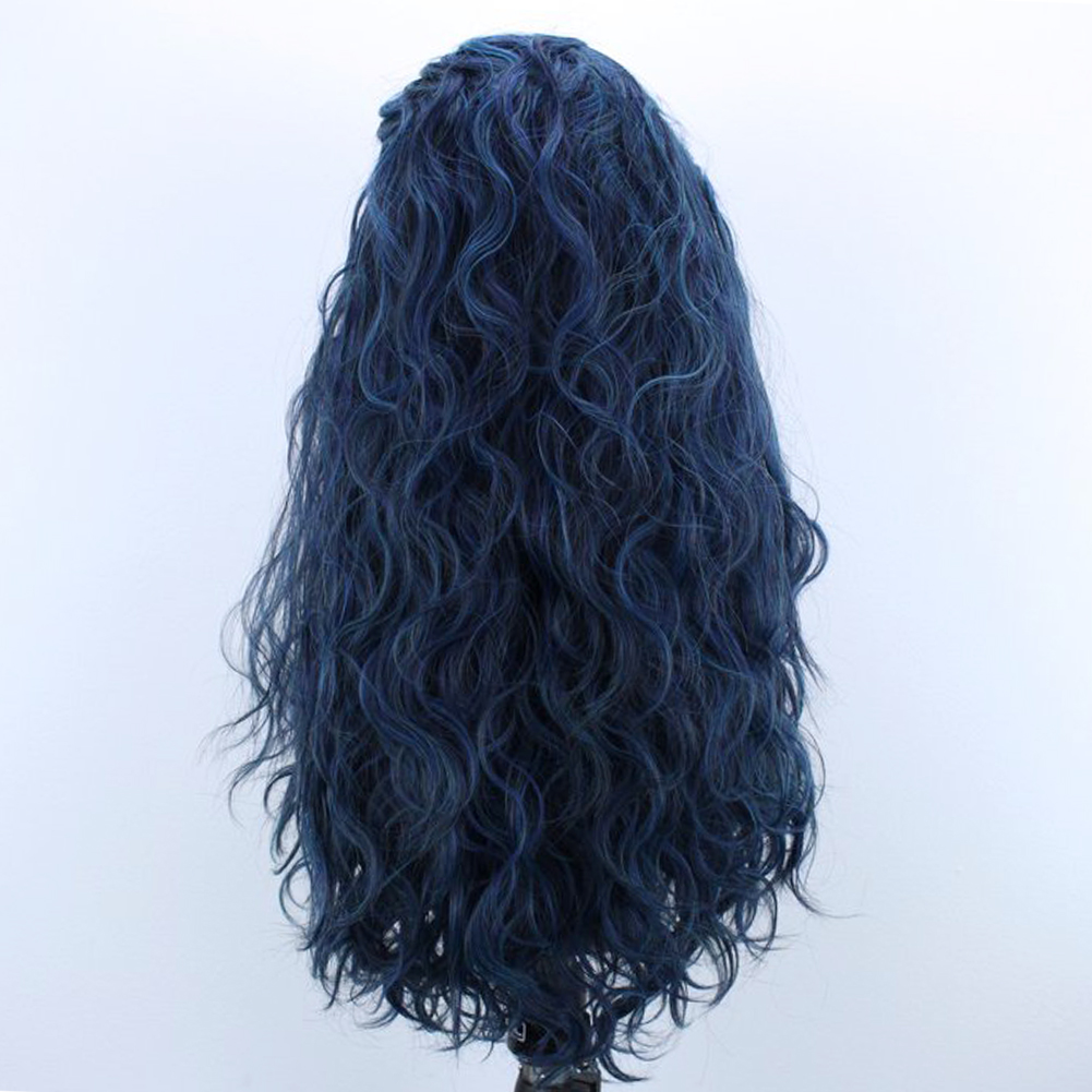 Peruca azul clara peruca dianteira do laço sintético livre longo solto encaracolado perucas de renda sem cola peruca de cabelo sintético azul peruca cosplay