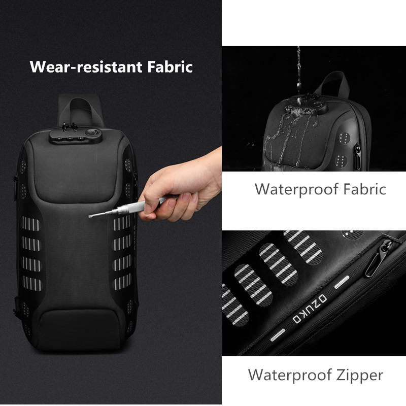 OZUKO Sling Bag Anti-theft Shoulder Crossbody Waterproof Chest Backpack with USB Charging Port