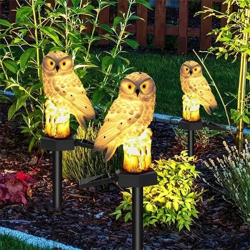 Lampe solaire d'extérieur LED en forme de hibou, luminaire décoratif d'extérieur, idéal pour une pelouse, une décoration de jardin ou une noël, étanche