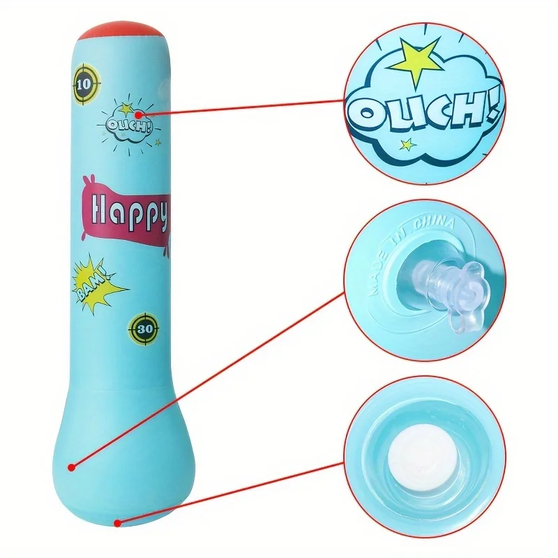 Inflatable Bopper Kids Punching Bag with Bounce-Back Action Inflatable Toys Bop Bag for Kids Presents with OPTIONAL Gloves