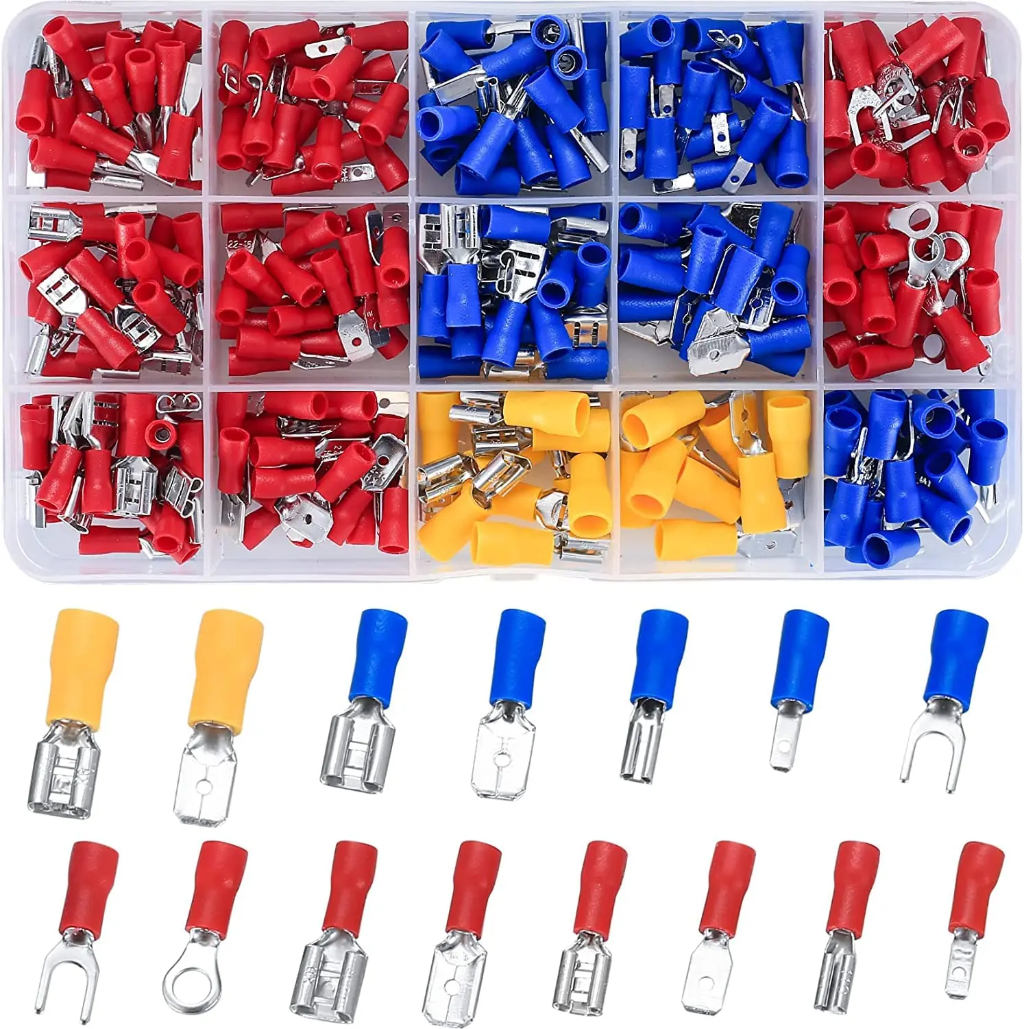 280pcs ฉนวนสายไฟตัวเชื่อมต่อเครื่องมือสารพันชาย/หญิงสาย CRIMP เทอร์มินัล U-Type ส้อม Spade BUTT