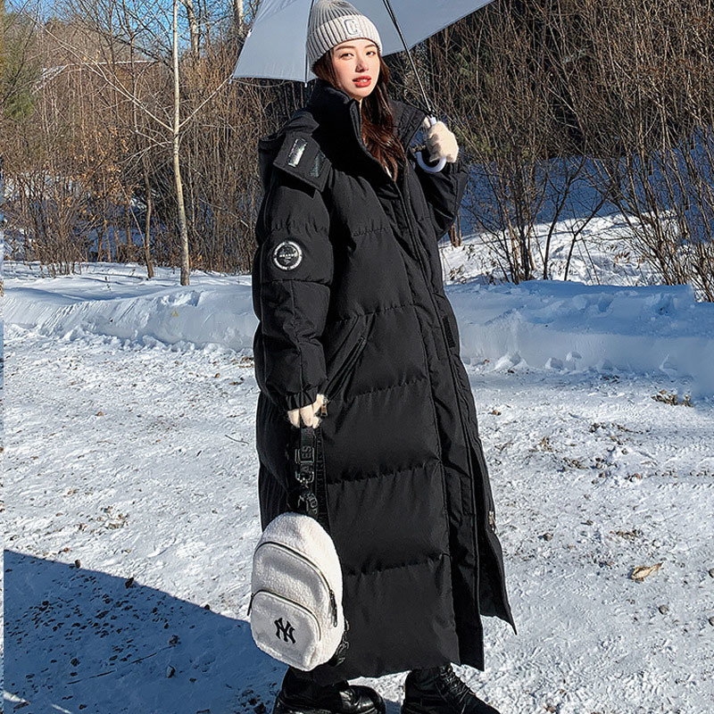 Winter Lange Unten Baumwolle Jacke Frauen Manteau Femme Hiver 2022 Lose Safari Stil Dicke Warme Mit Kapuze Parkas Weibliche Knie-hohe Mäntel