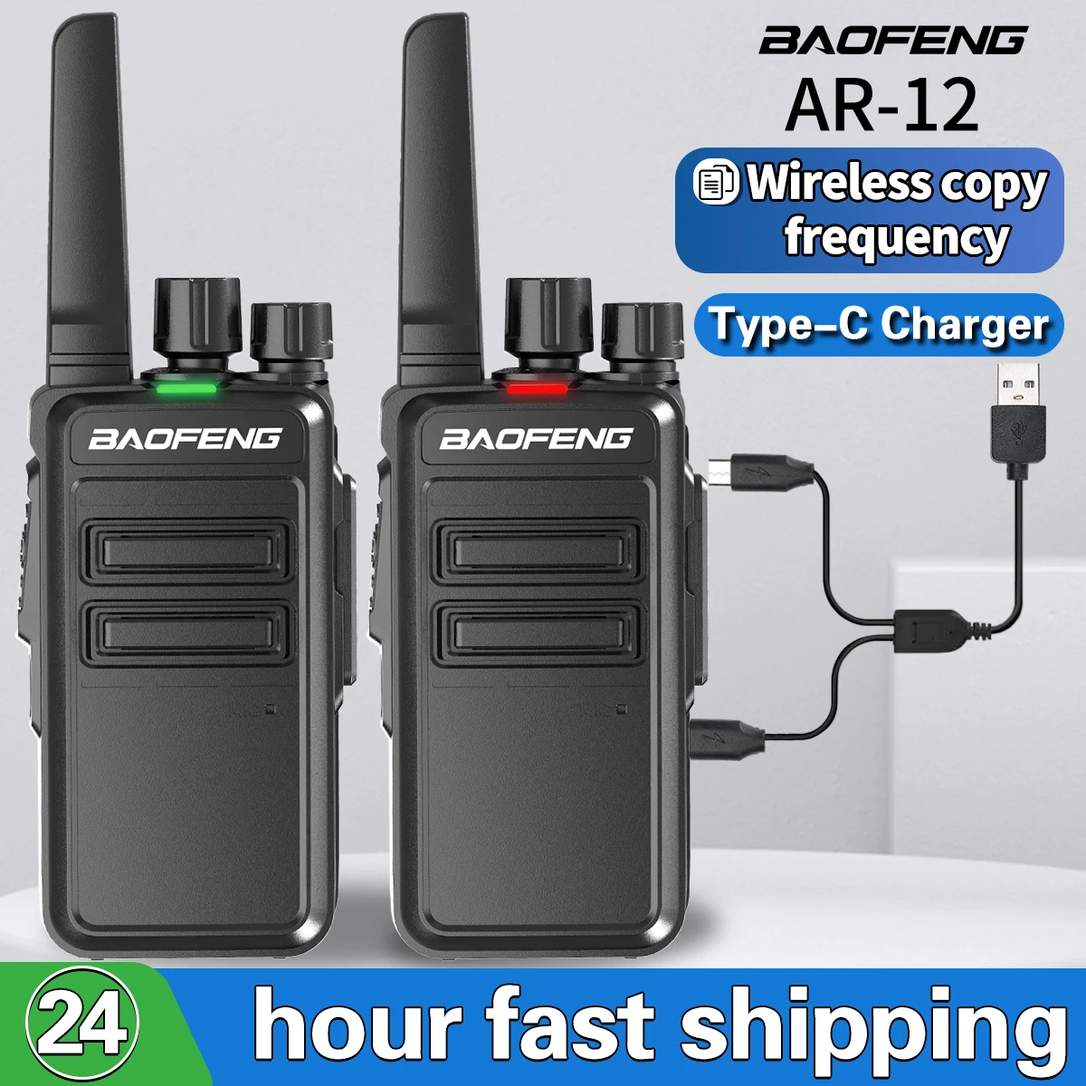 Baofeng AR-12 Walkie Talkies drahtlose Kopier frequenz große Reichweite für Erwachsene TYPE-C wiederauf lad bares Funkgerät für Camping Wandern