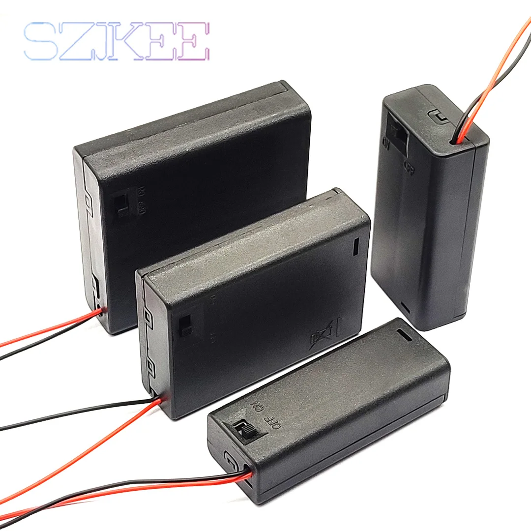 Caja de pilas AA, soporte para pilas AA, caja de almacenamiento AA con interruptor y Cable, ranura 1/2/3/4, 1,5 V/3V/4,5 V/6V