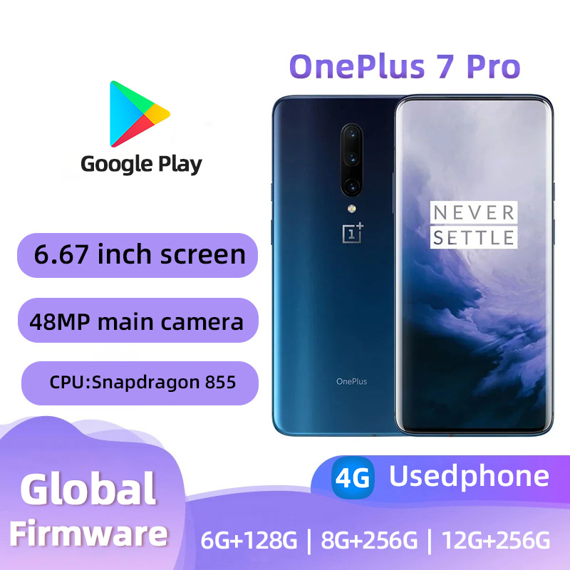 Oneplus 7 Pro 4G teléfono móvil 6,67 "8GB RAM 256GB pantalla de tarjeta SIM Dual Snapdragon 855 teléfono Original usado Android