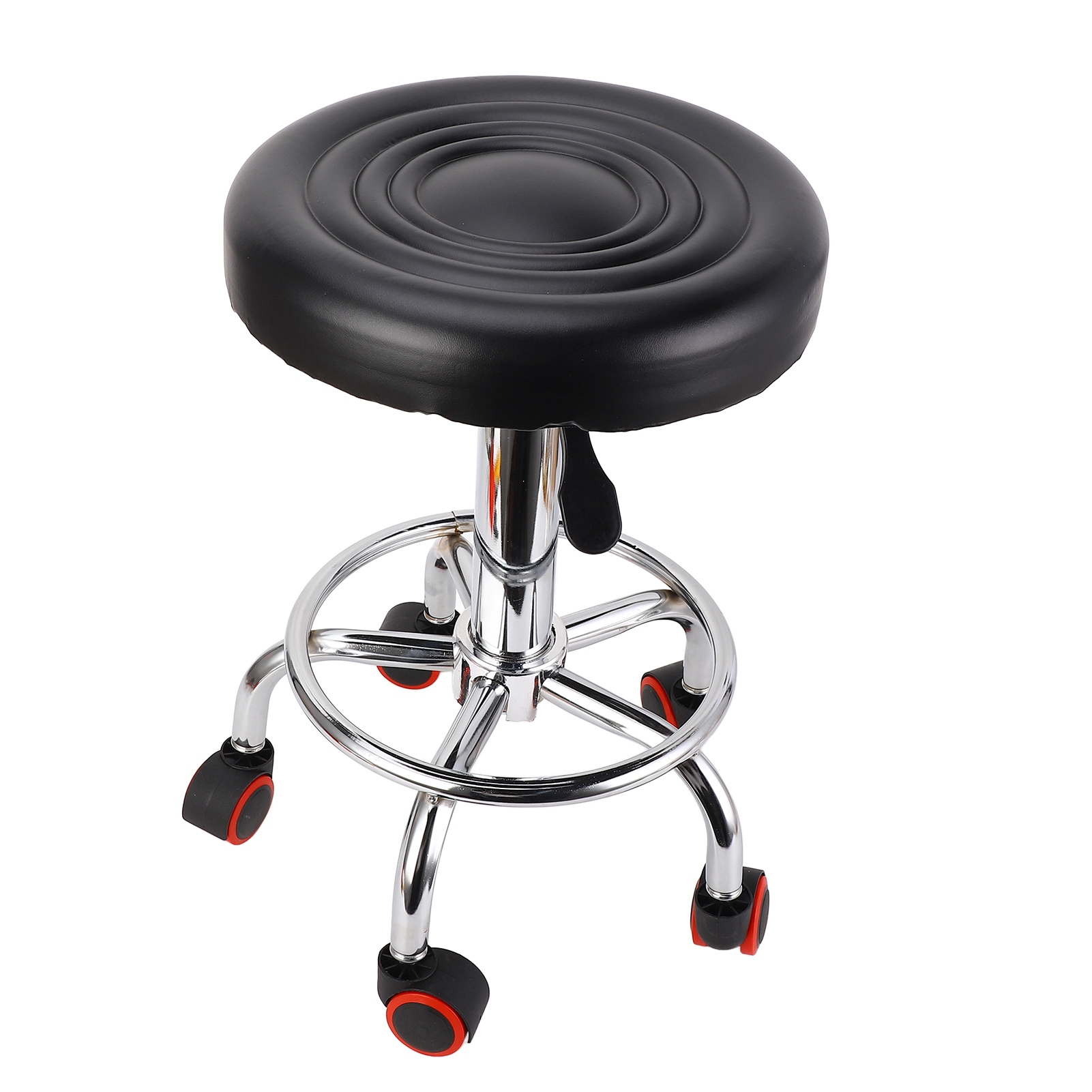 Stool Rolling Bar Stools Height Adjustable Salon Rolling Swivel Stool Tattoo Massage Spa Chair Black 5 Wheels Retro Style Design