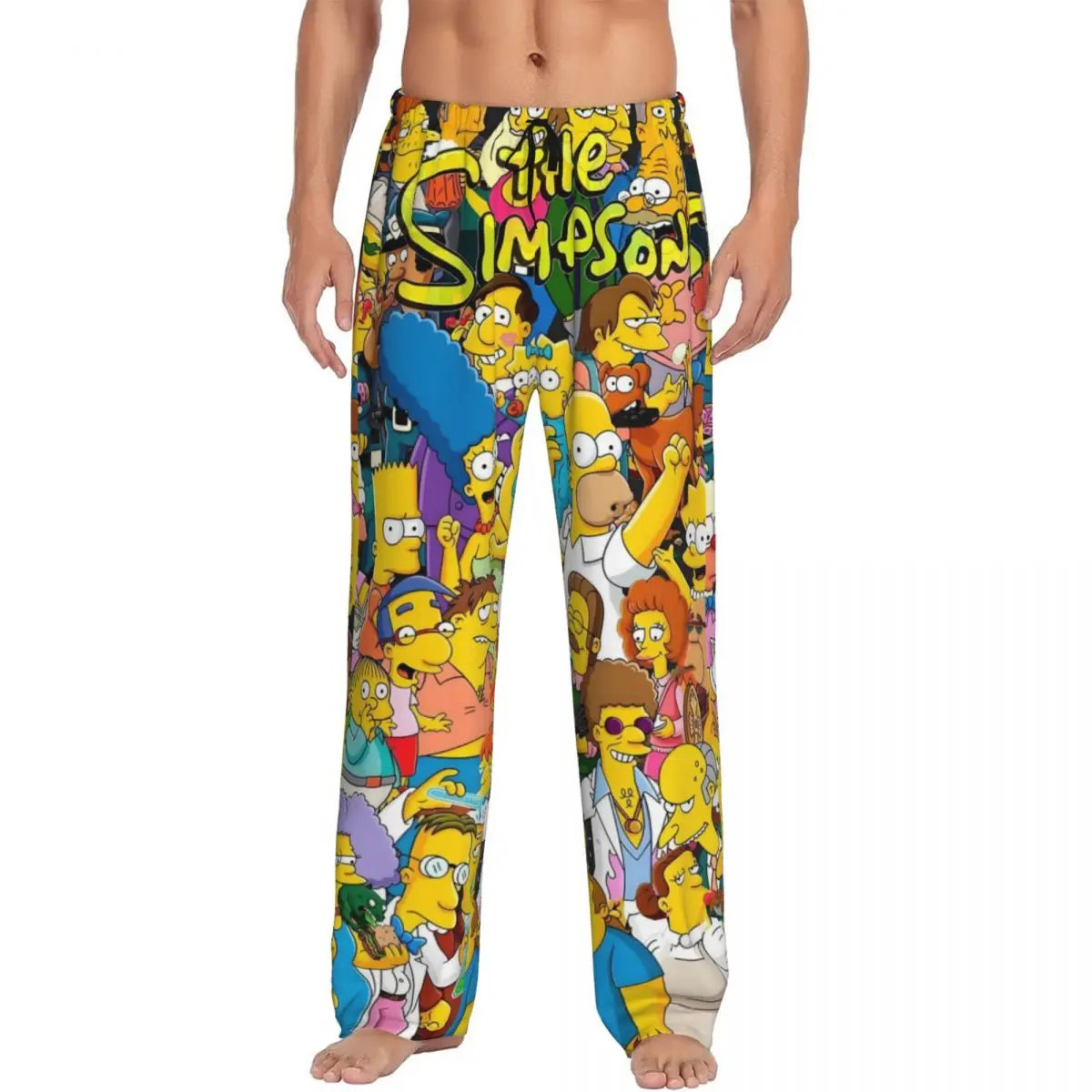 Simpsons Pyjamahose mit individuellem Aufdruck, animierte Sitcom-Schlafanzughose für Herren mit Taschen