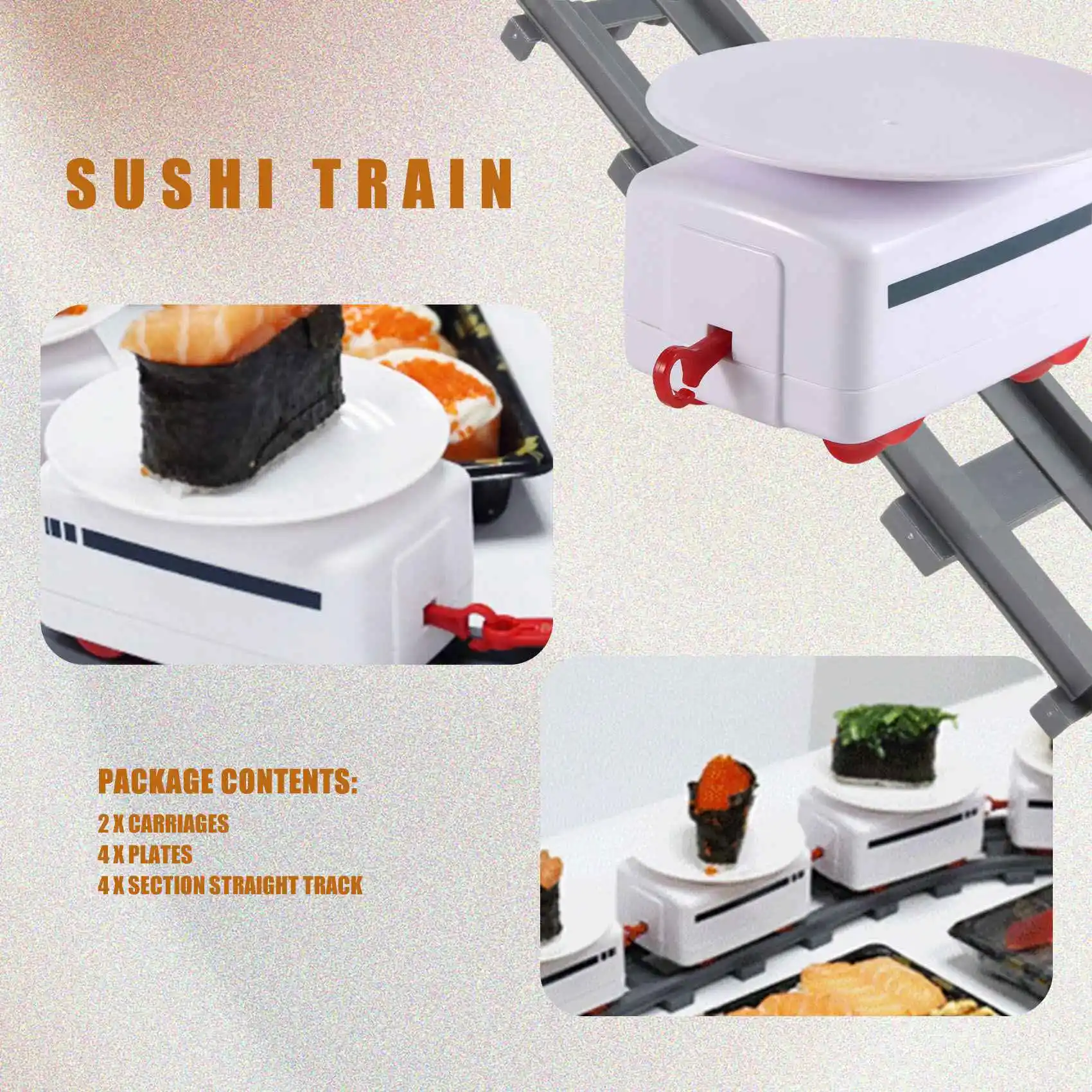 Sushi Train Rotary Sushi Toy Track Conveyor Belt Rotating Table Kid Food Train Set DIY Sushi Making Family Sushi Party B
